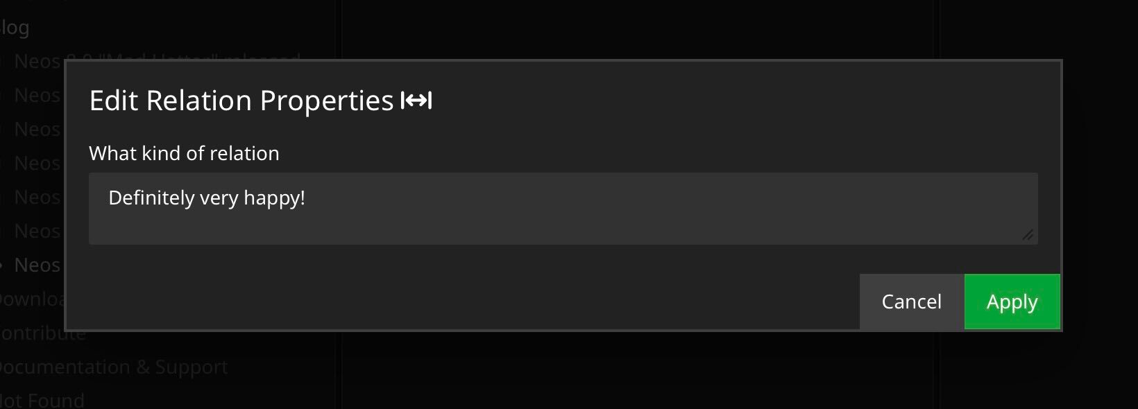 Screenshot of reference editor