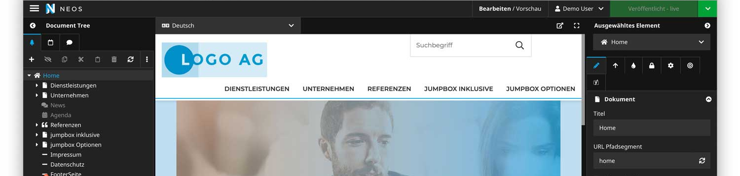 Intuitive Benutzeroberfläche für Redakteure