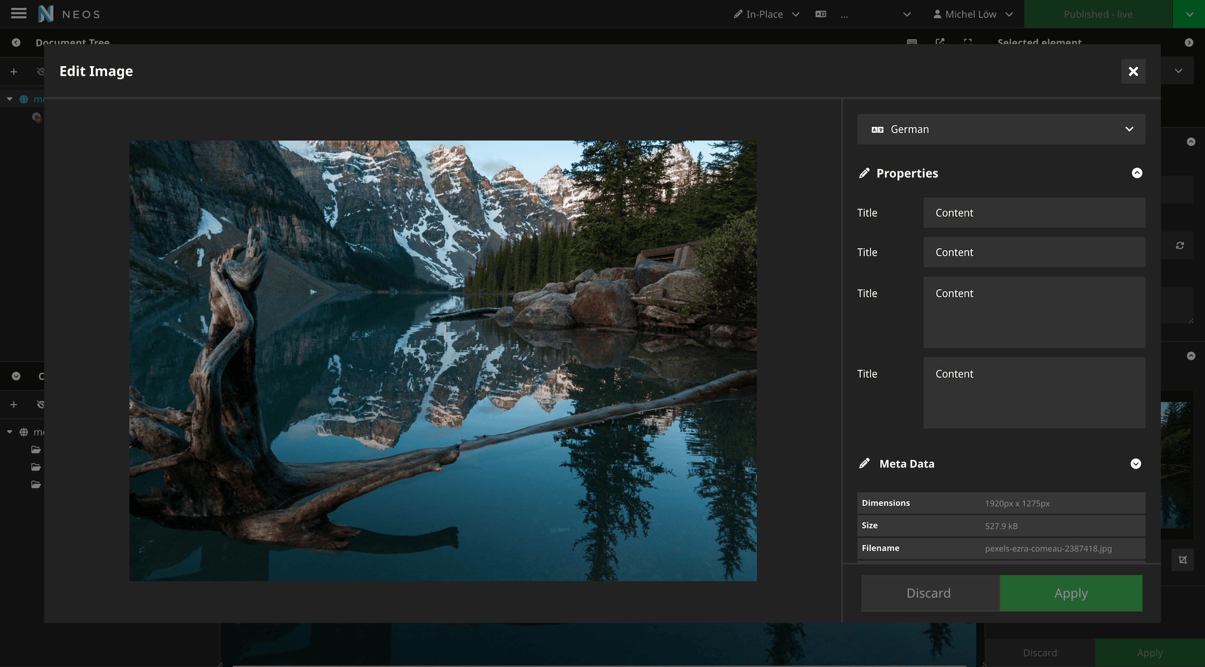 A concept of the new metadata editing screen