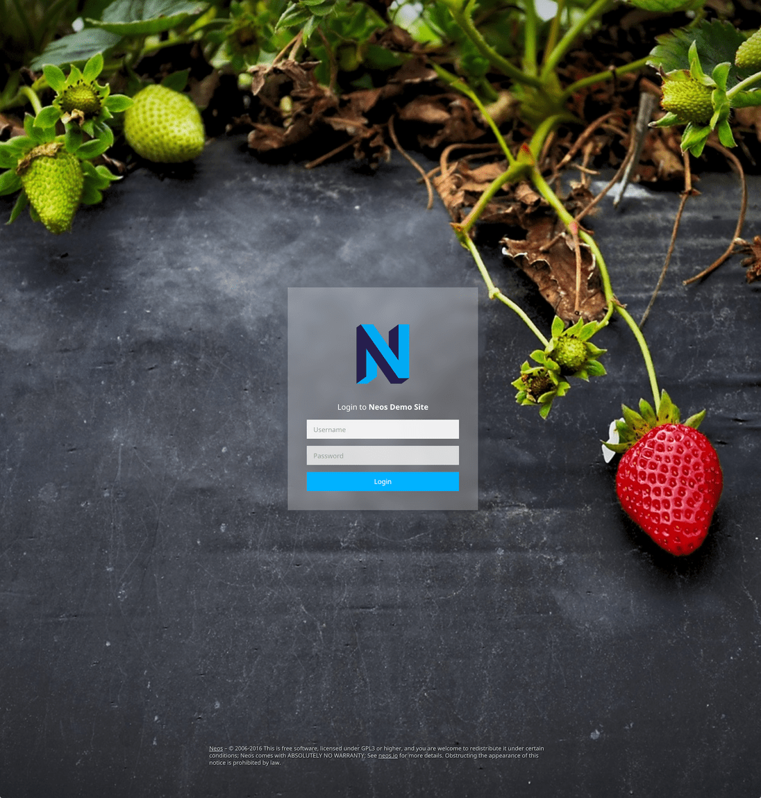 The login screen reflects the new Neos brand