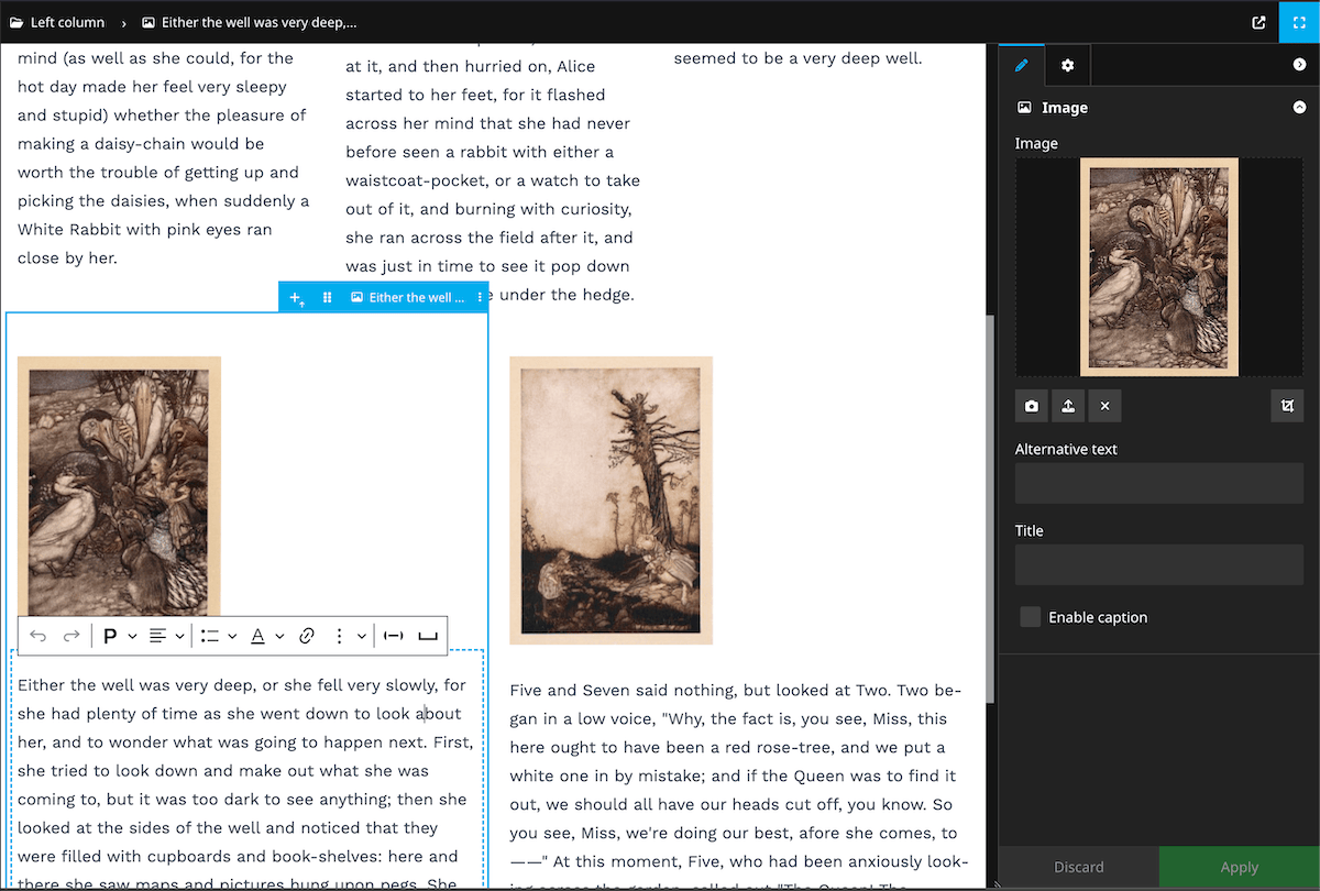 The fullscreen mode with the breadcrumb and inspector visible
