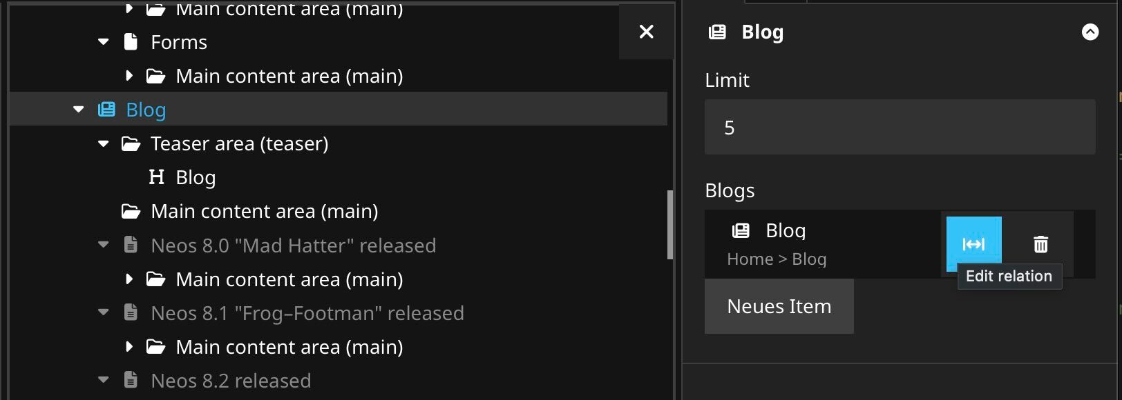 Screenshot of reference editor