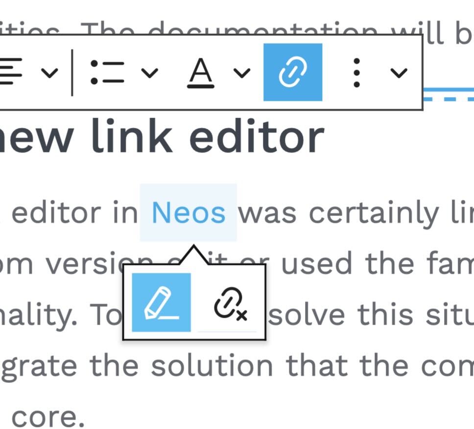 Screenshot of CKEditor with link