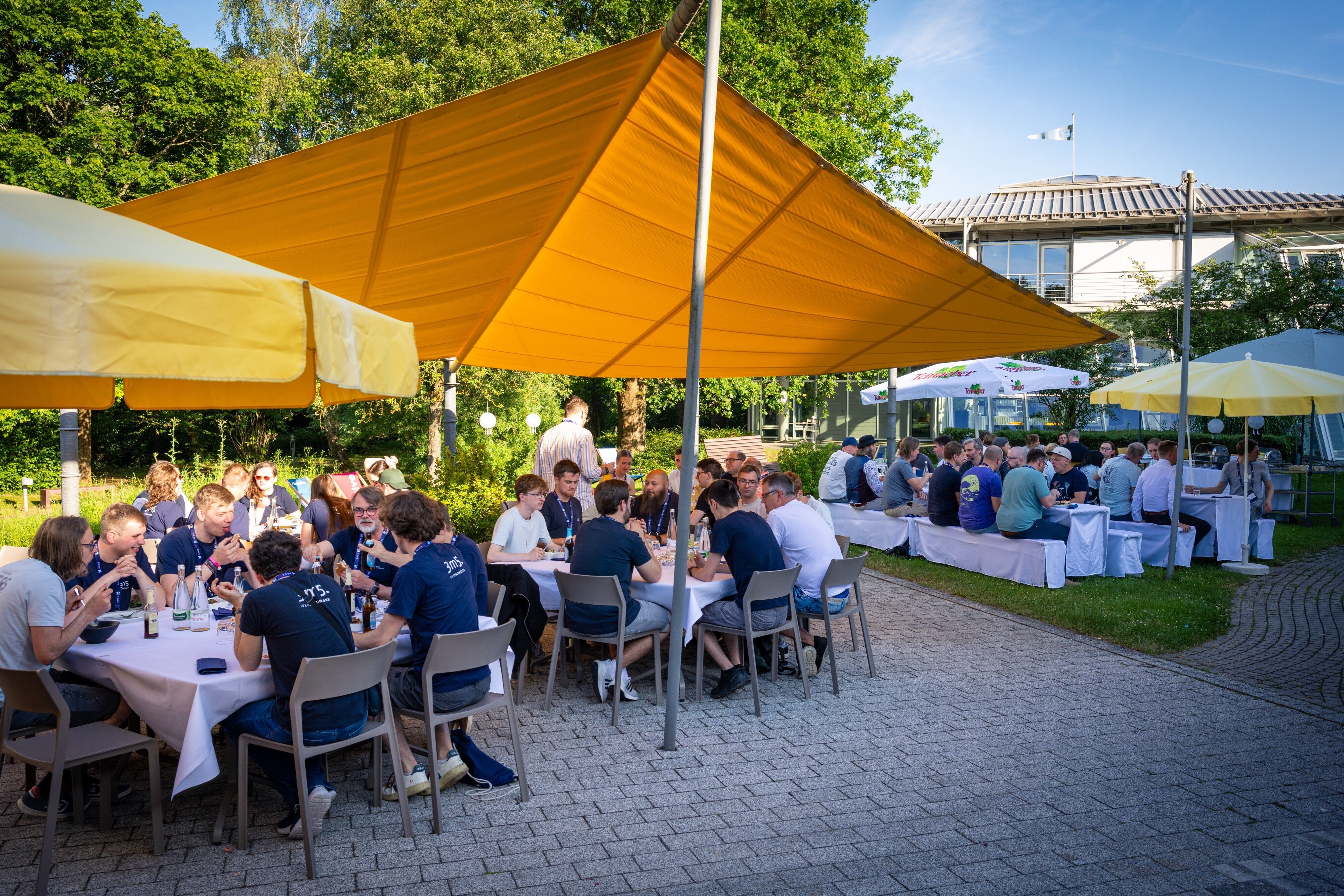 Attendees eating