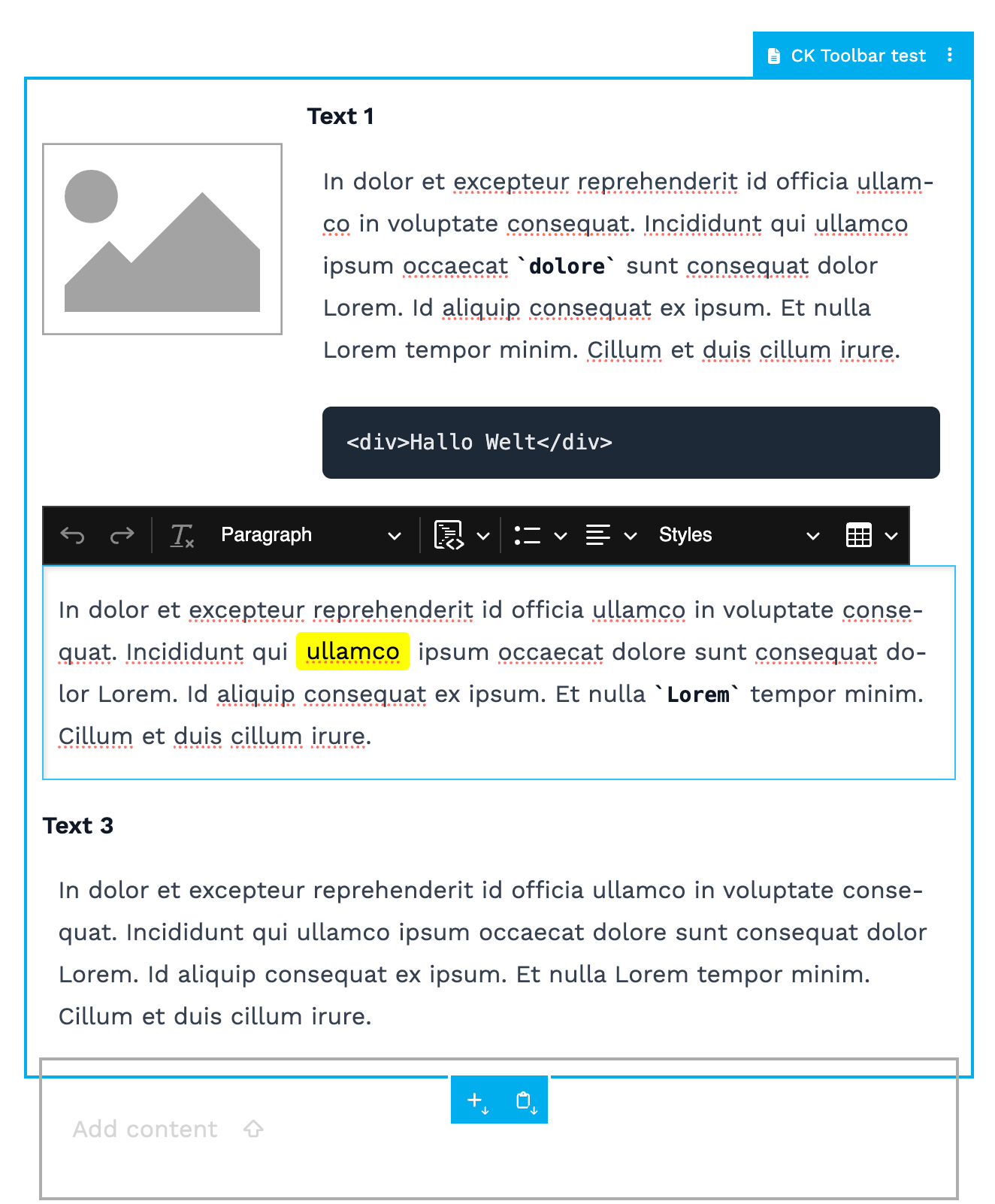 The inline editing toolbars in the Neos UI