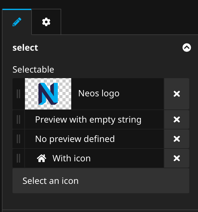 Custom icons in a Neos inspector dropdown