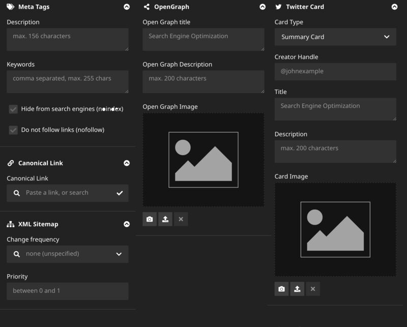 Available SEO related fields in Neos
