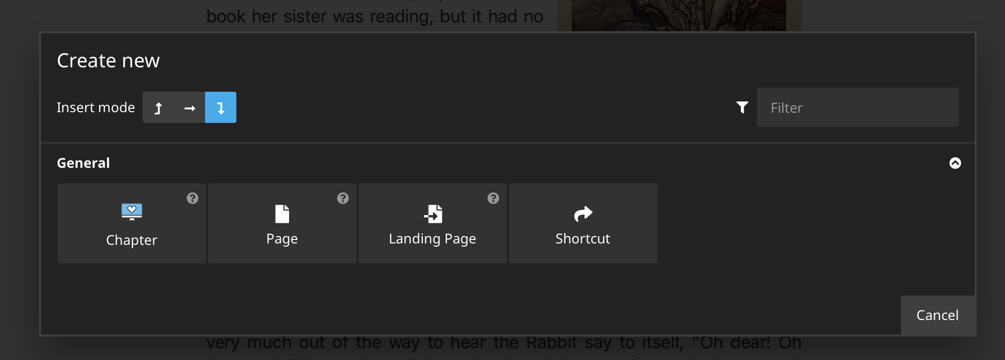 Create dialog with custom Chapter Icon