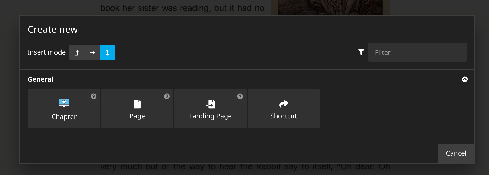 Create dialog with custom Chapter Icon