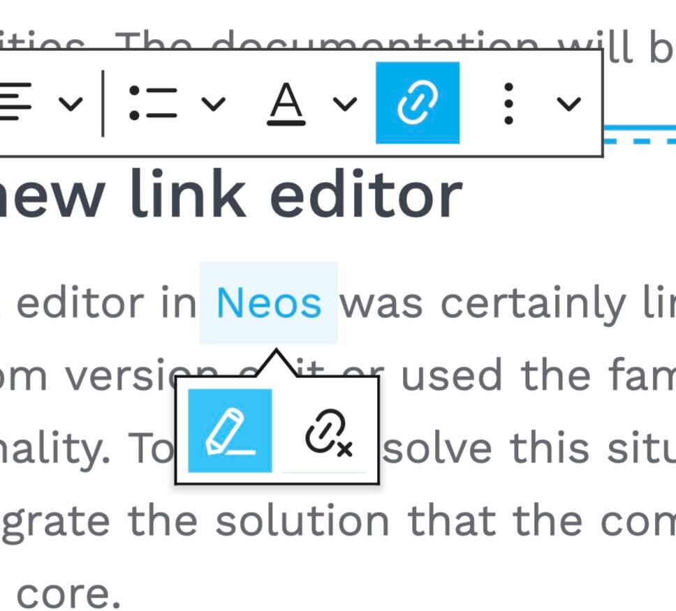 Screenshot of CKEditor with link