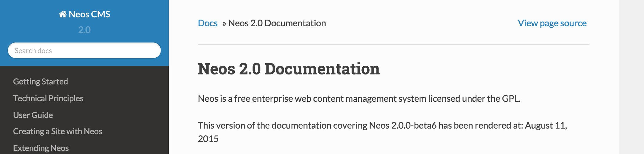 Neos uses ReadTheDocs from now on